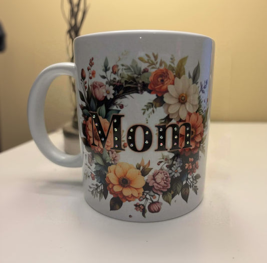 Mom Wreath Rhinestone Mug